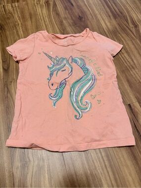 Girls' Peach Unicorn Graphic Tee